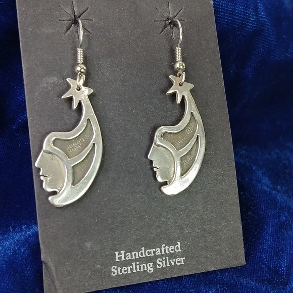 Wind Star Sterling Silver Dangle Earrings Hook Style - Picture 4 of 12
